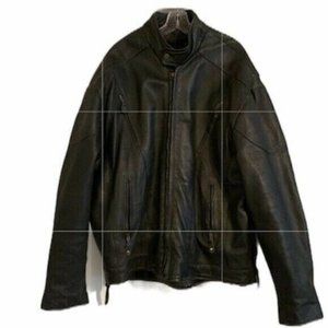 Rockys Great Outdoors Black Leather Jacket Motorcycle Biker Mens Size 56.